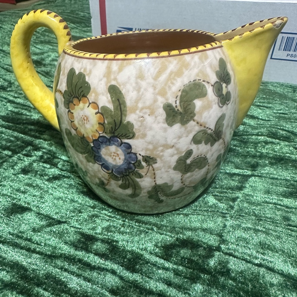 SACA Italy Yellow,Green and Blue Vintage Ceramic creamer